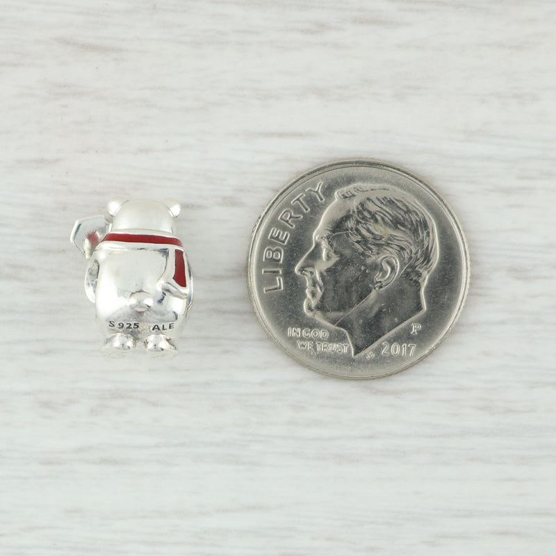 Light Gray New Authentic Pandora Christmas Teddy Bear Charm 791391ENMX Sterling Silver