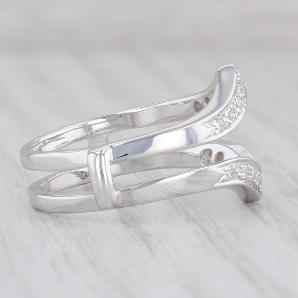 Light Gray 0.15ctw Diamond Ring Jacket Guard 14k White Gold Size 6.5-6.75 Wedding