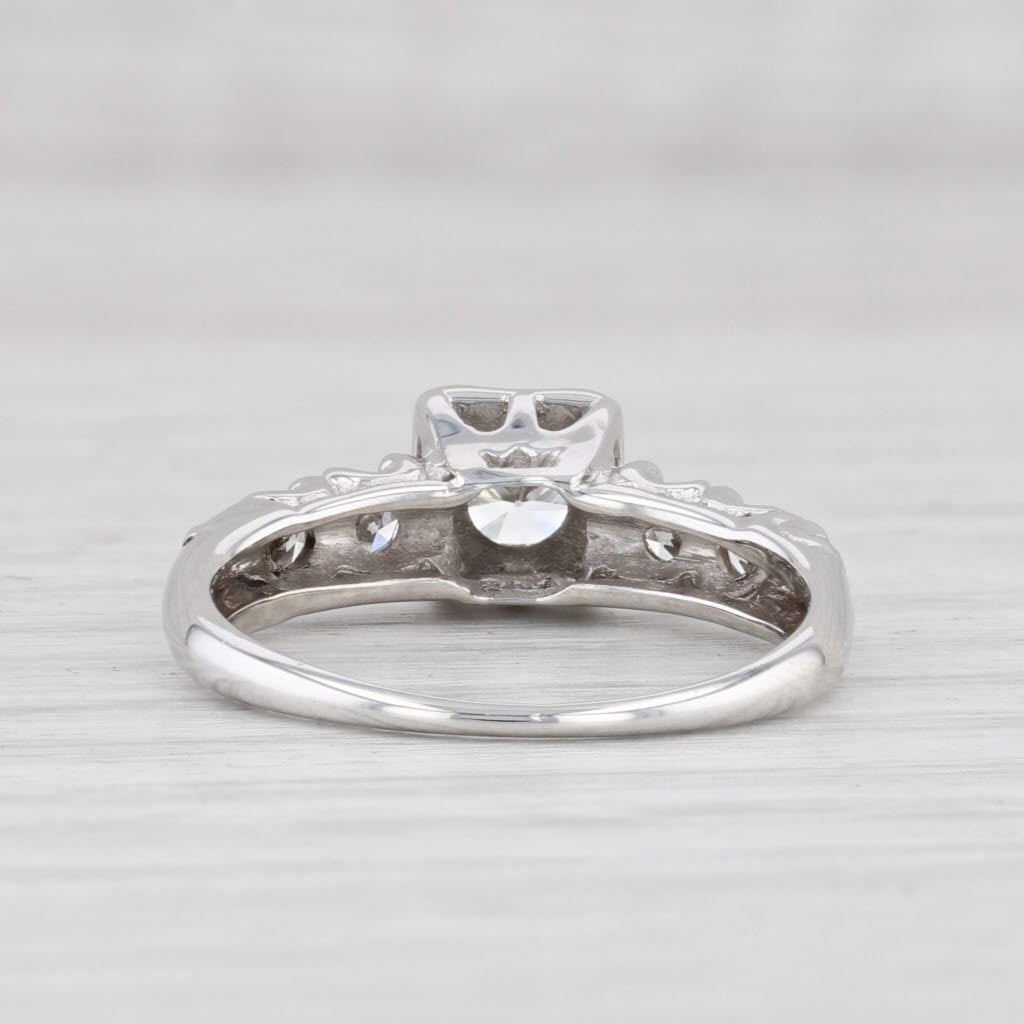 Light Gray Vintage 0.47ctw Round Diamond Engagement Ring 14k White Gold Size 6.75