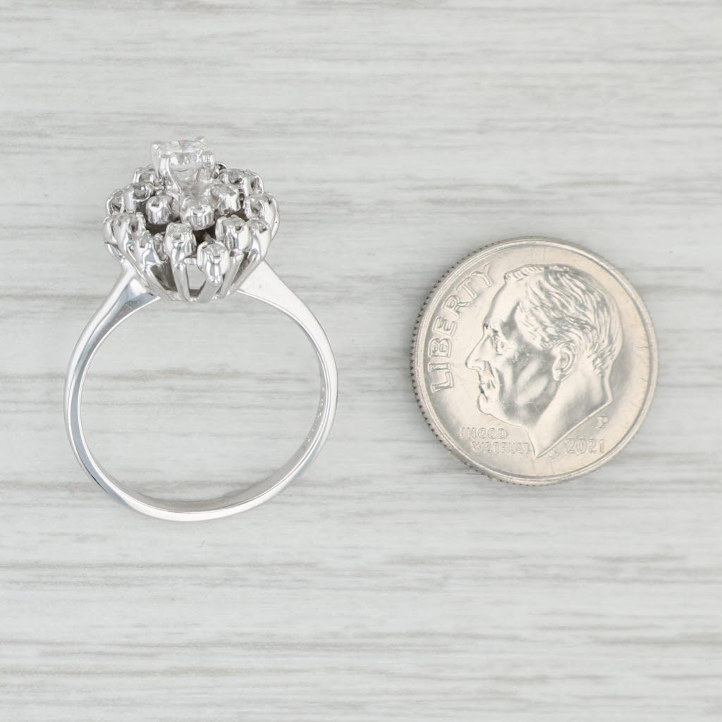 Light Gray 0.50ctw VS Diamond Cluster Engagement Ring 14k White Gold Size 6.75