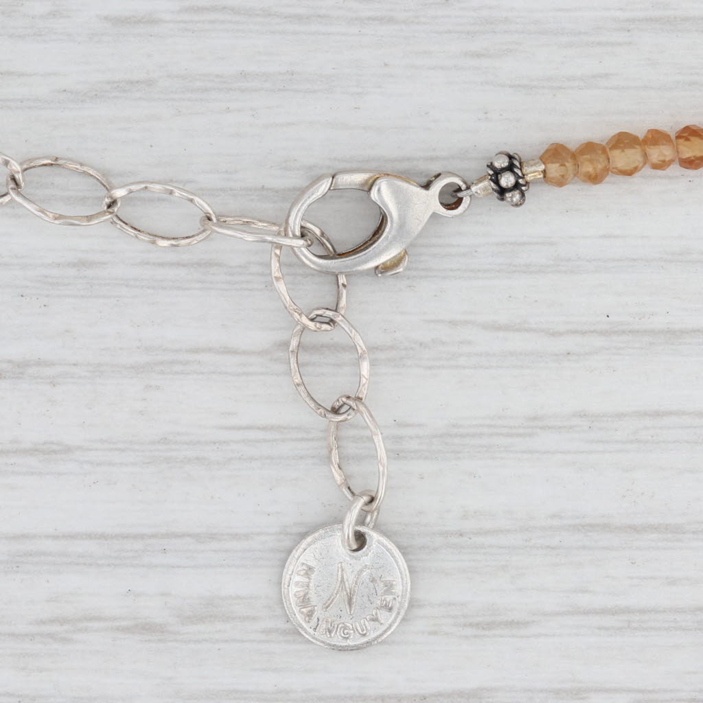 Light Gray New Nina Nguyen Harmony Necklace Garnet Bead Sterling Silver Long Adjustable