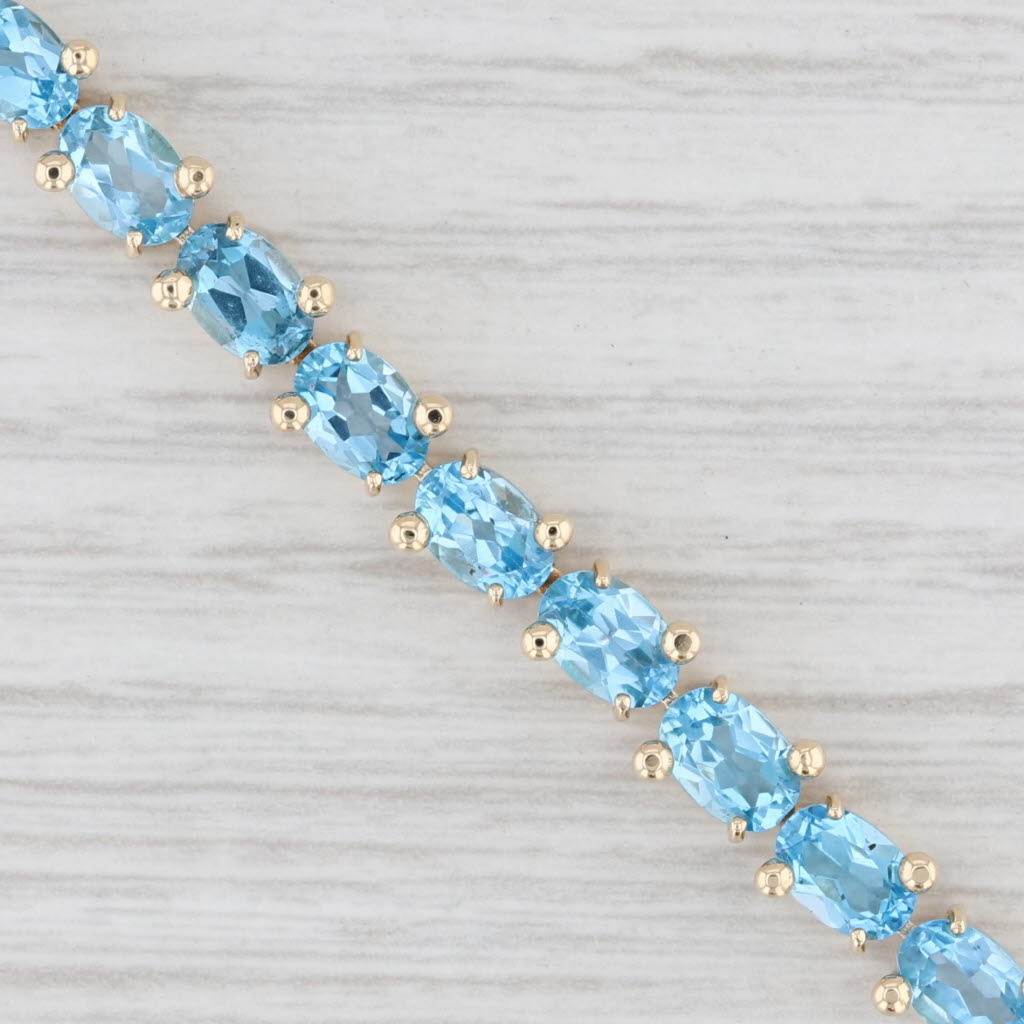 Light Gray 13ctw Blue Topaz Tennis Bracelet 14k Yellow Gold 7" 5.3mm