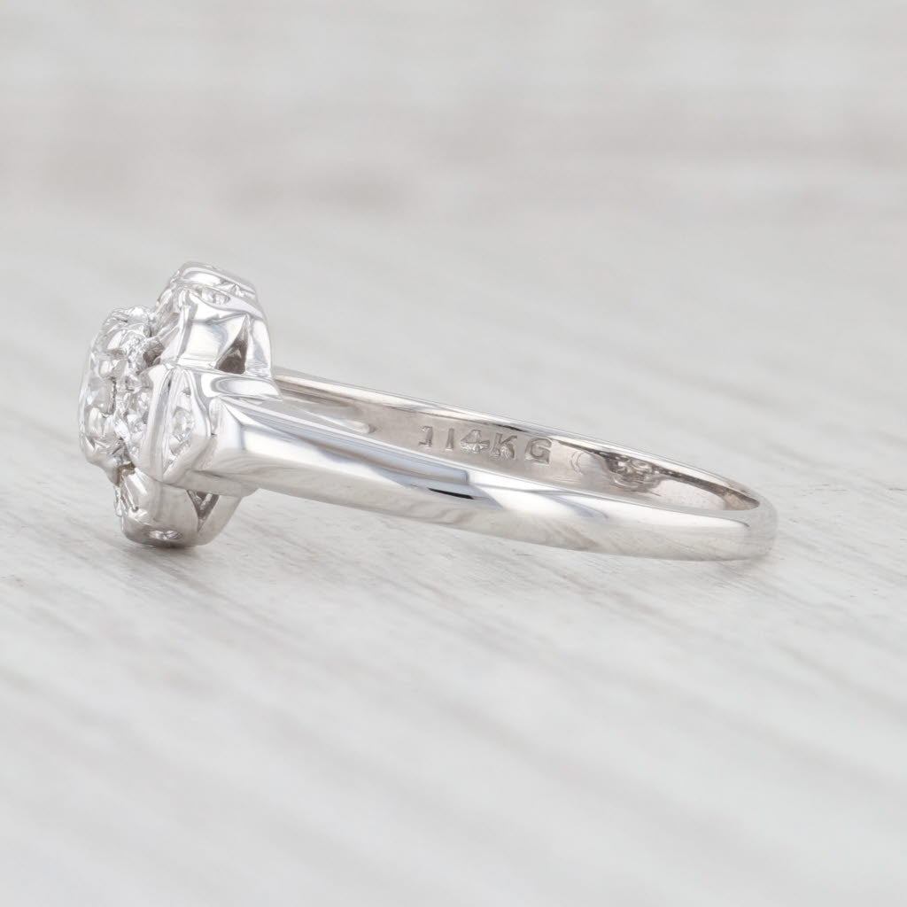 Light Gray Vintage 0.51ct Diamond Engagement Ring 14k White Gold Size 7.75