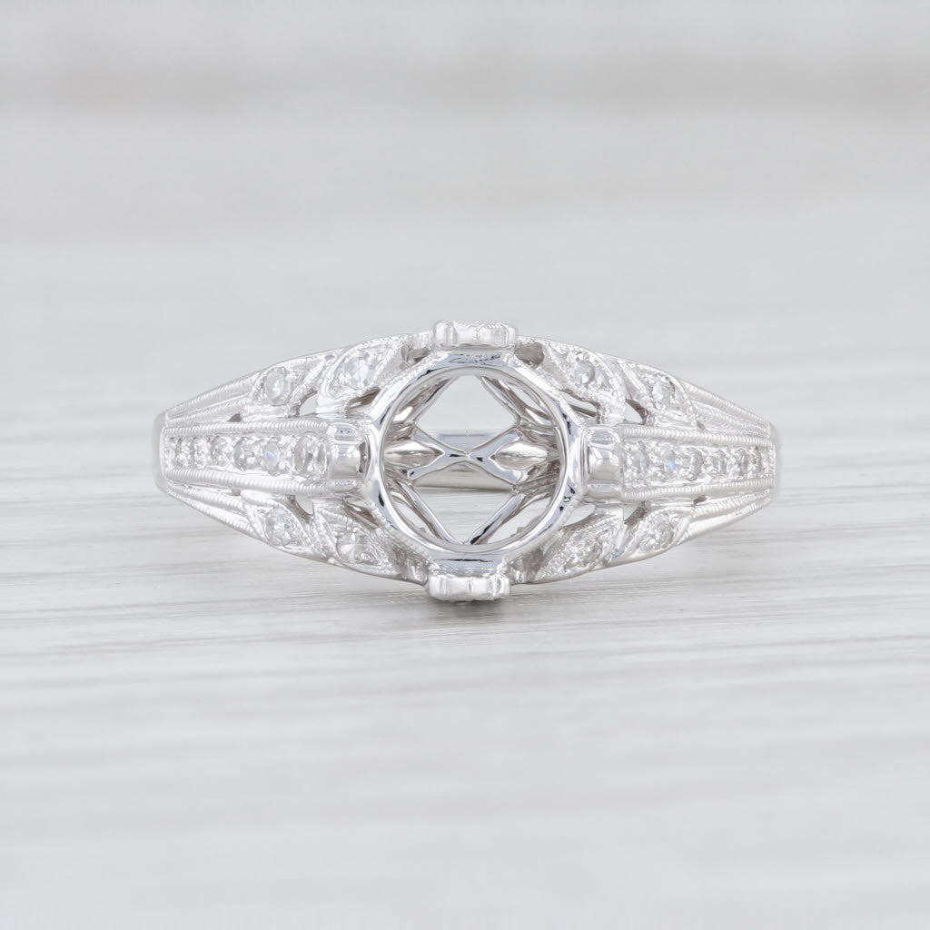 Light Gray New Beverley K Semi Mount Engagement Ring 18k Gold Cathedral Diamond Size 5.75