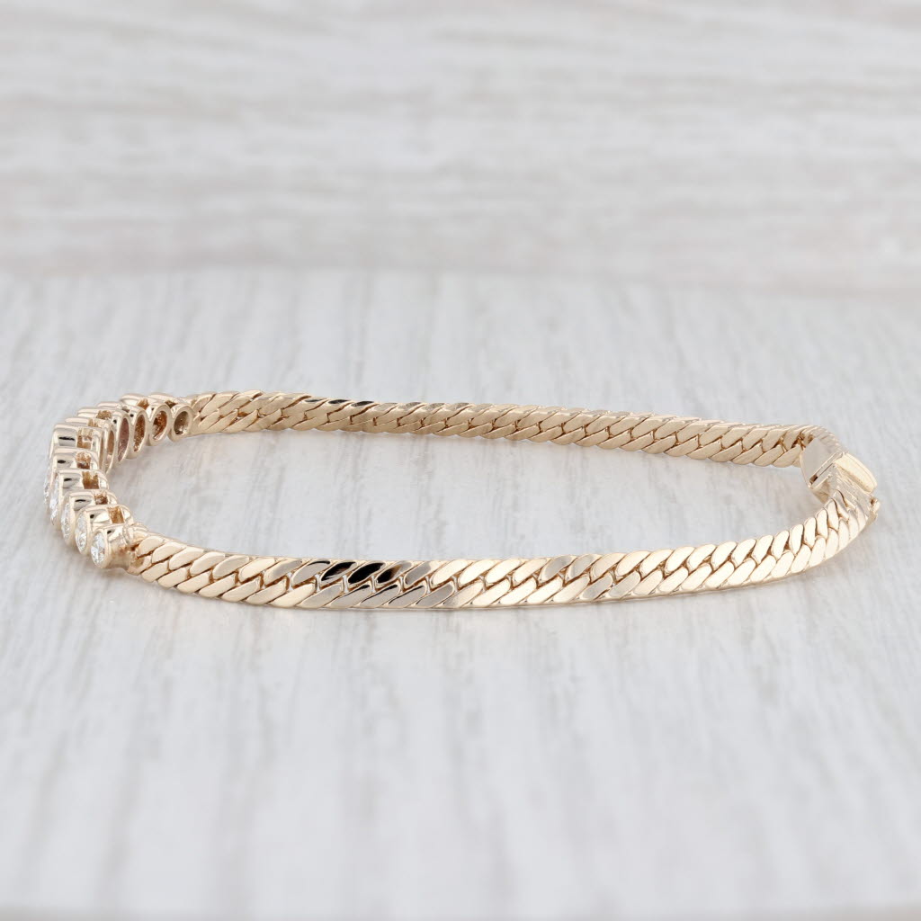2.35ctw Tapering Diamond Bracelet 14k Yellow Gold 7.5" Curb Chain