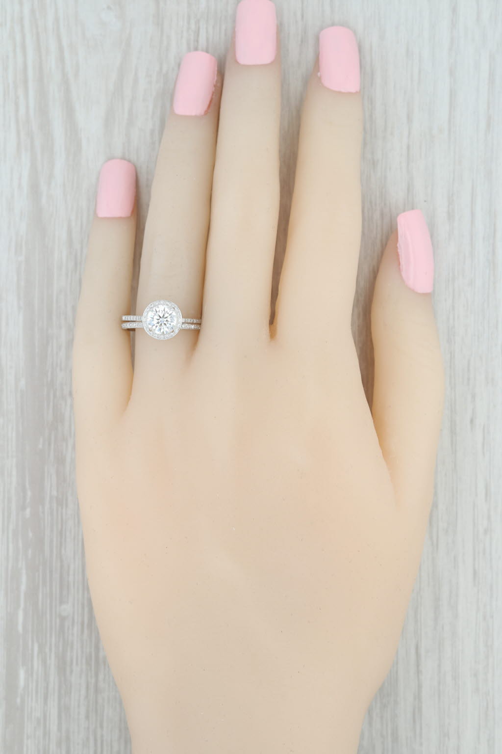 Light Gray New Beverley K Bridal Set Semi Mount Engagement Ring Diamond Wedding Band 6.5
