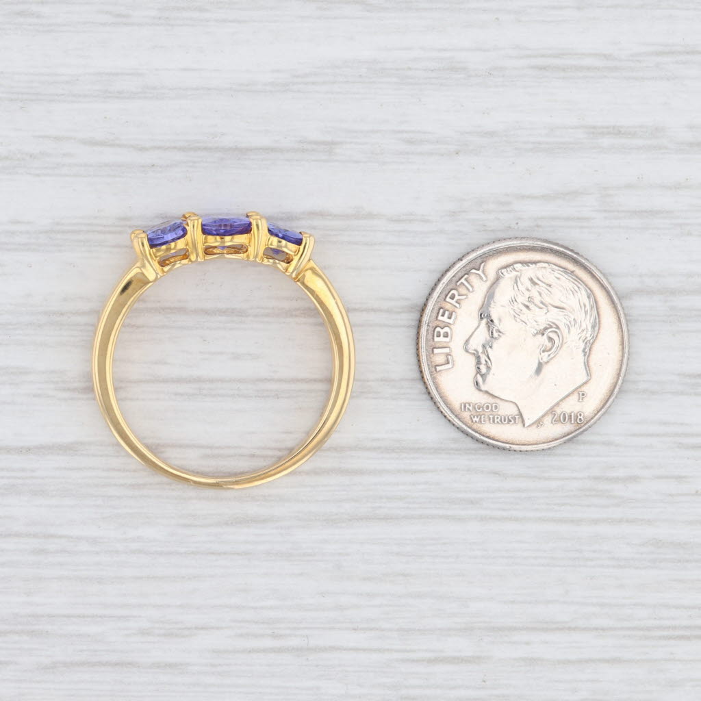 Light Gray New 1.30ctw Tanzanite Ring Sterling Silver Gold Vermeil Oval 3-Stone Size 10.25