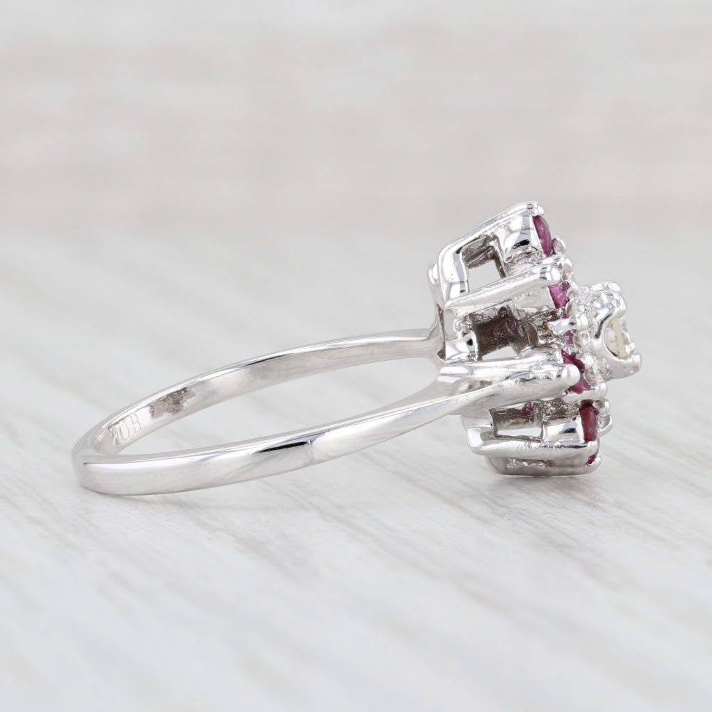 Light Gray 0.80ctw Round Ruby Diamond Halo Ring 14k White Gold Size 6.25