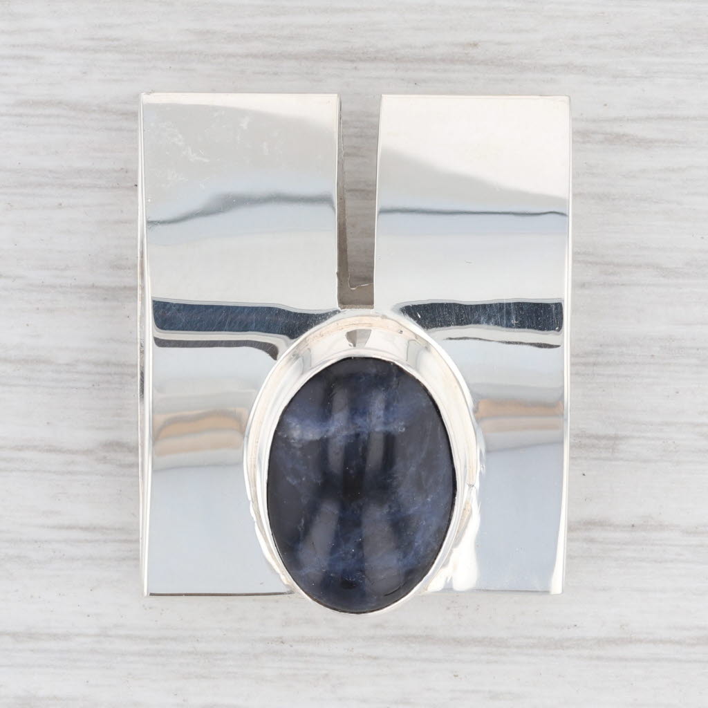 Light Gray New Sodalite Pendant Sterling Silver 925 Oval Blue Solitaire Statement
