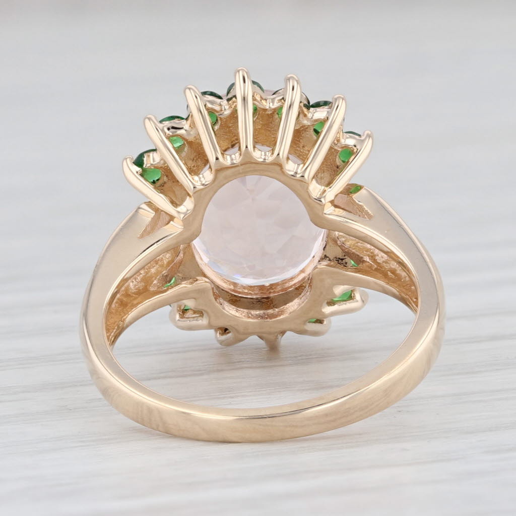 Light Gray 5.30ctw Morganite Tsavorite Garnet Ring 14k Yellow Gold Size 6