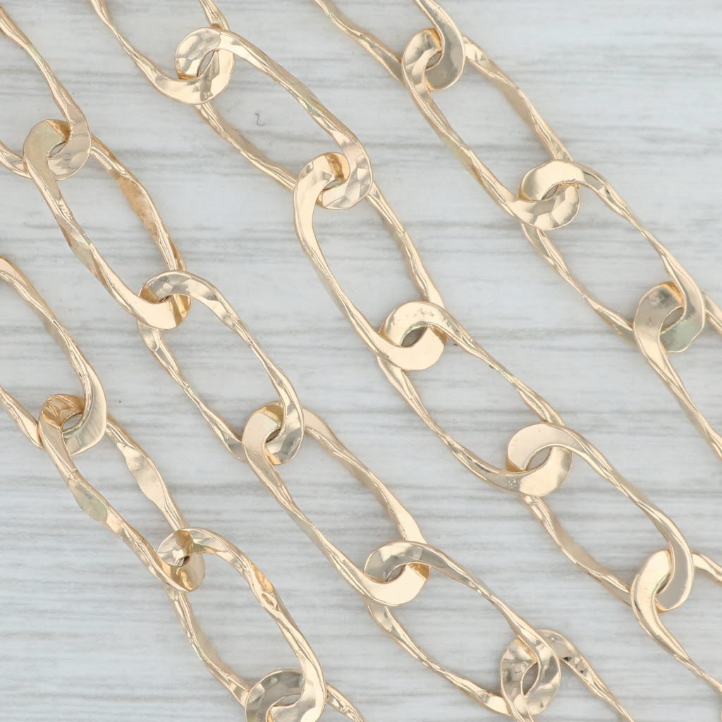 Gray Long 29" Necklace 14k Yellow Gold Oval Link Cable Chain 7.4mm