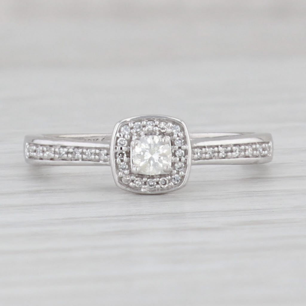Light Gray 0.15ctw Diamond Halo Engagement Ring 10k White Gold Size 7