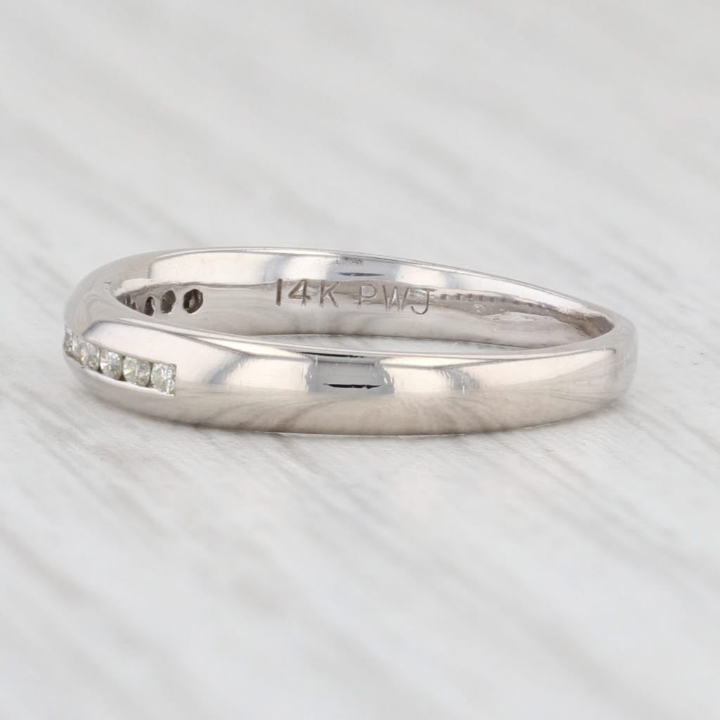 Light Gray Diamond Wedding Band 14k White Gold Size 4.5 Stackable Anniversary Ring