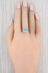 Gray New 2.64ctw Blue Topaz Diamond Halo Ring 14k White Gold Size 7.5