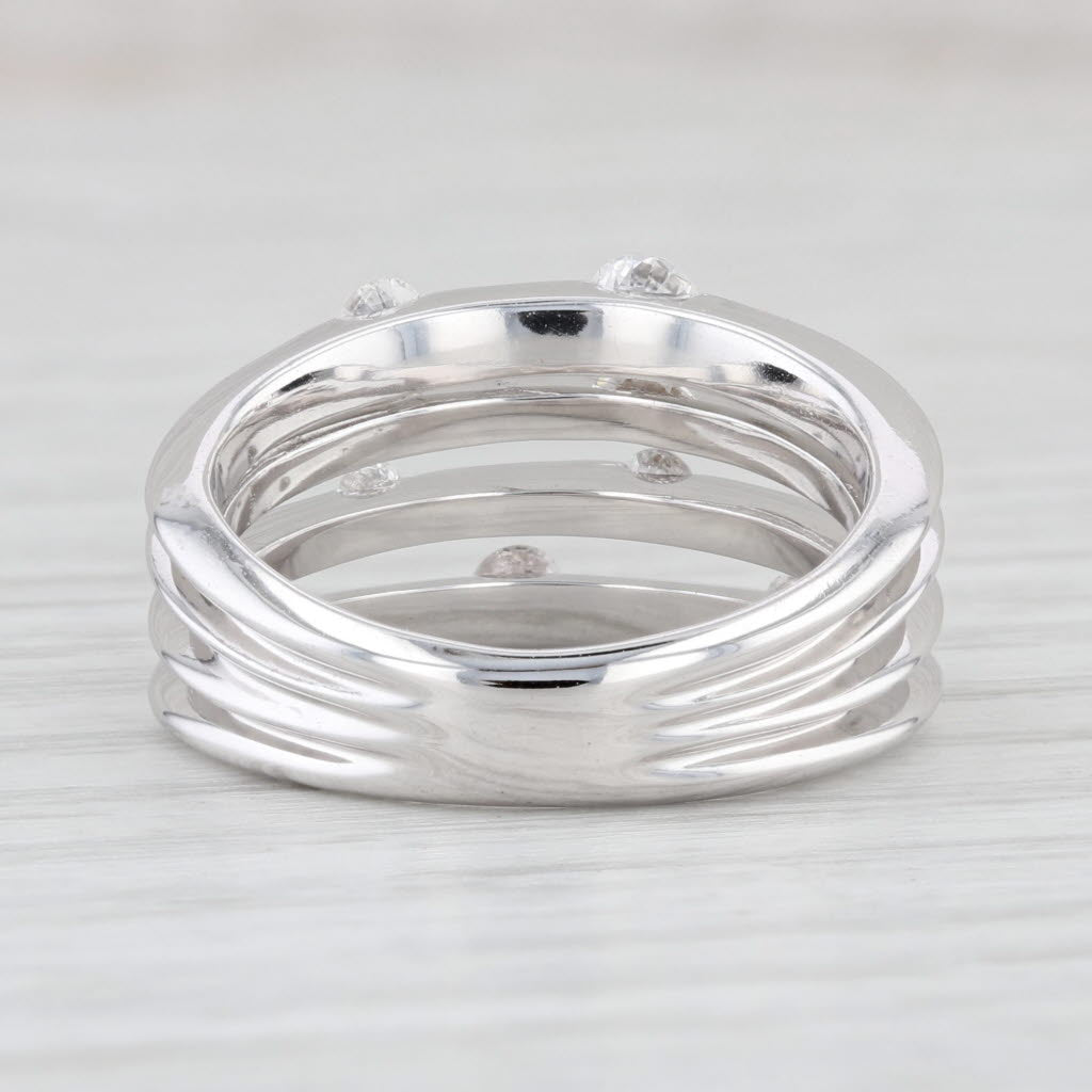 Light Gray 0.46ctw Diamond Orbit Ring 14k White Gold Cocktail Size 7 Multi-Band