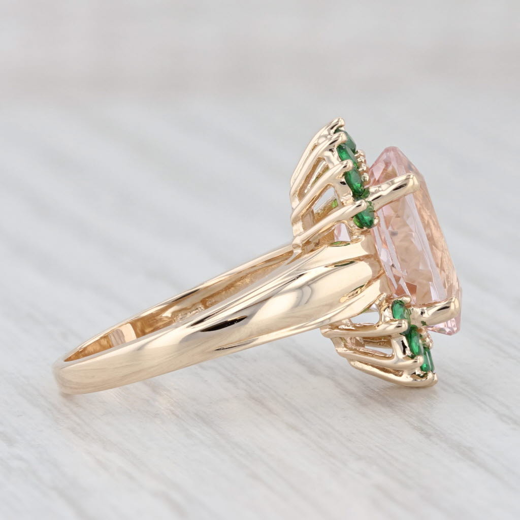 Light Gray 5.30ctw Morganite Tsavorite Garnet Ring 14k Yellow Gold Size 6