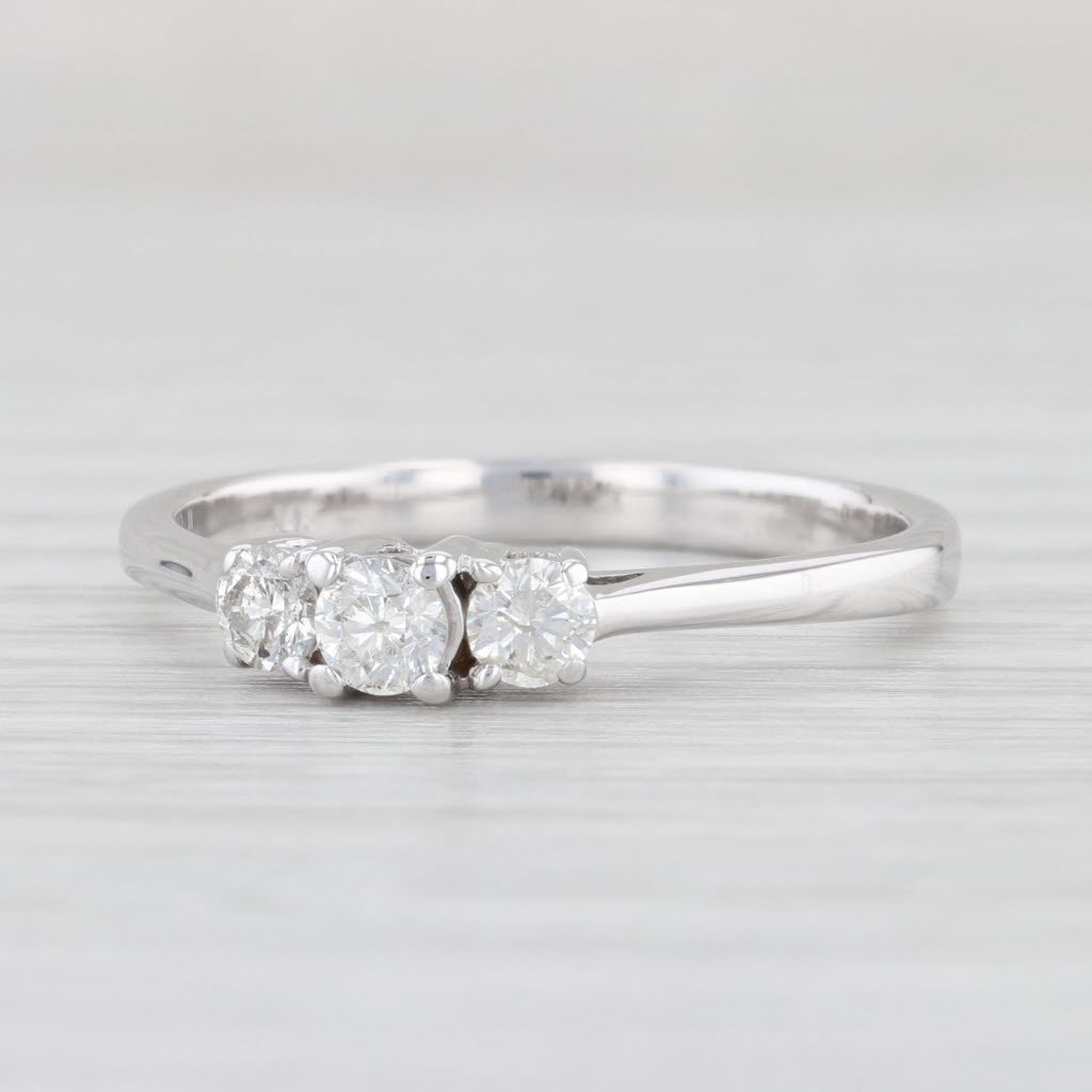 Light Gray 0.41ctw Diamond 3-Stone Engagement Ring 14k White Gold Size 9.75
