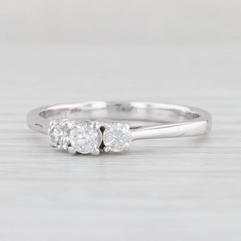 Light Gray 0.41ctw Diamond 3-Stone Engagement Ring 14k White Gold Size 9.75