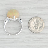 Light Gray New Lance Fischer Welo Opal Diamond Ring 14k White Gold Sz 7 Pear Cabochon