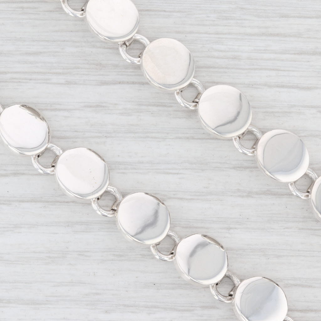 Light Gray New Engravable Circle Link Necklace Pendant Sterling Silver Statement 18"