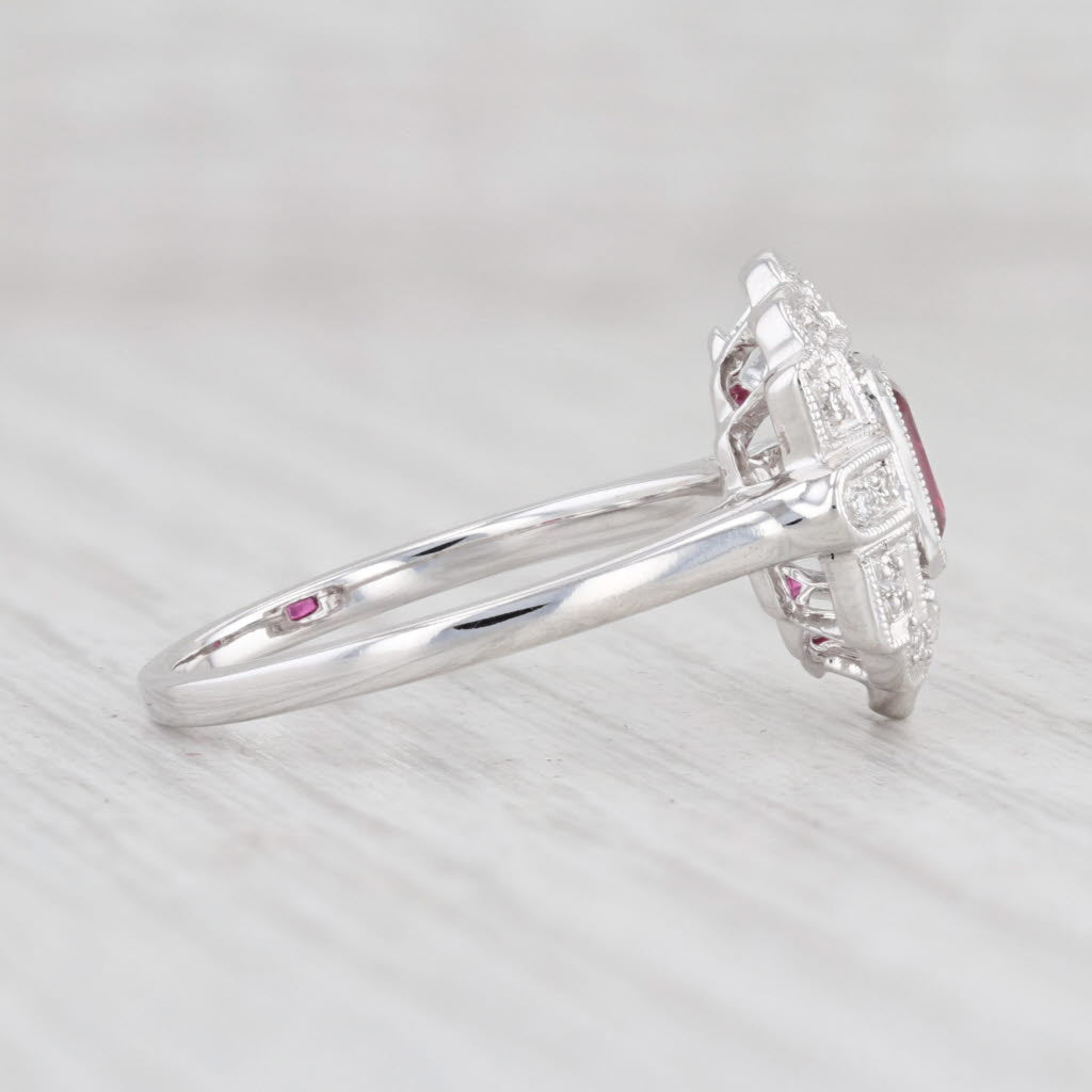 Light Gray New 0.49ctw Ruby Diamond Halo Ring 18k White Gold Size 6.75 Engagement