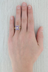 Gray Lavender Jadeite Jade Diamond Filigree Ring 14k Yellow Gold Size 8
