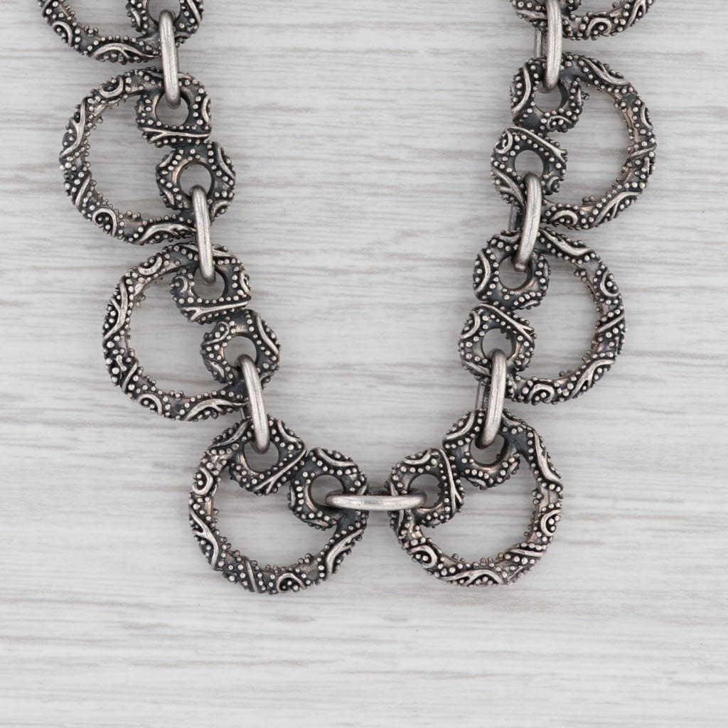 Light Gray New Ornate Gothic Statement Necklace Sterling Silver Cross Charm 18-20”