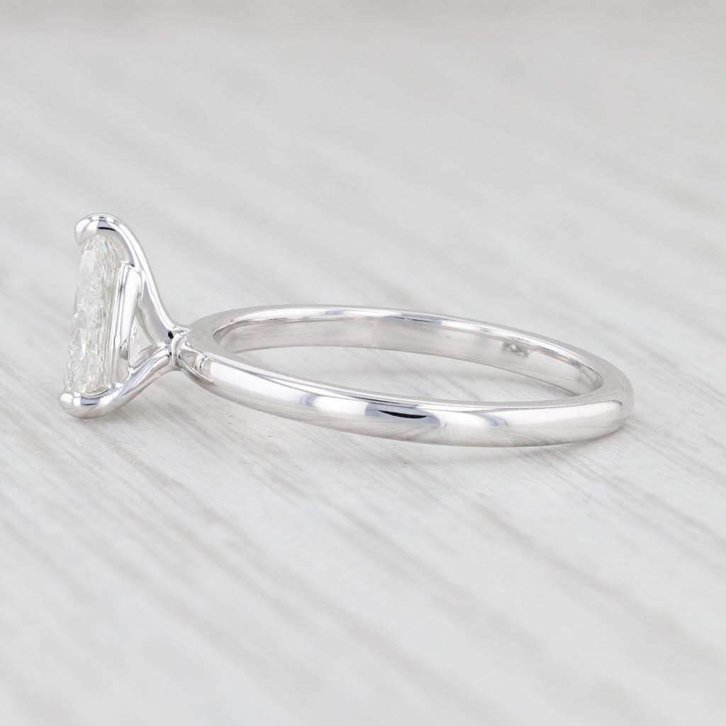 Light Gray New 0.97ct Pear Diamond Solitaire Engagement Ring 14k White Gold Size 7 GIA