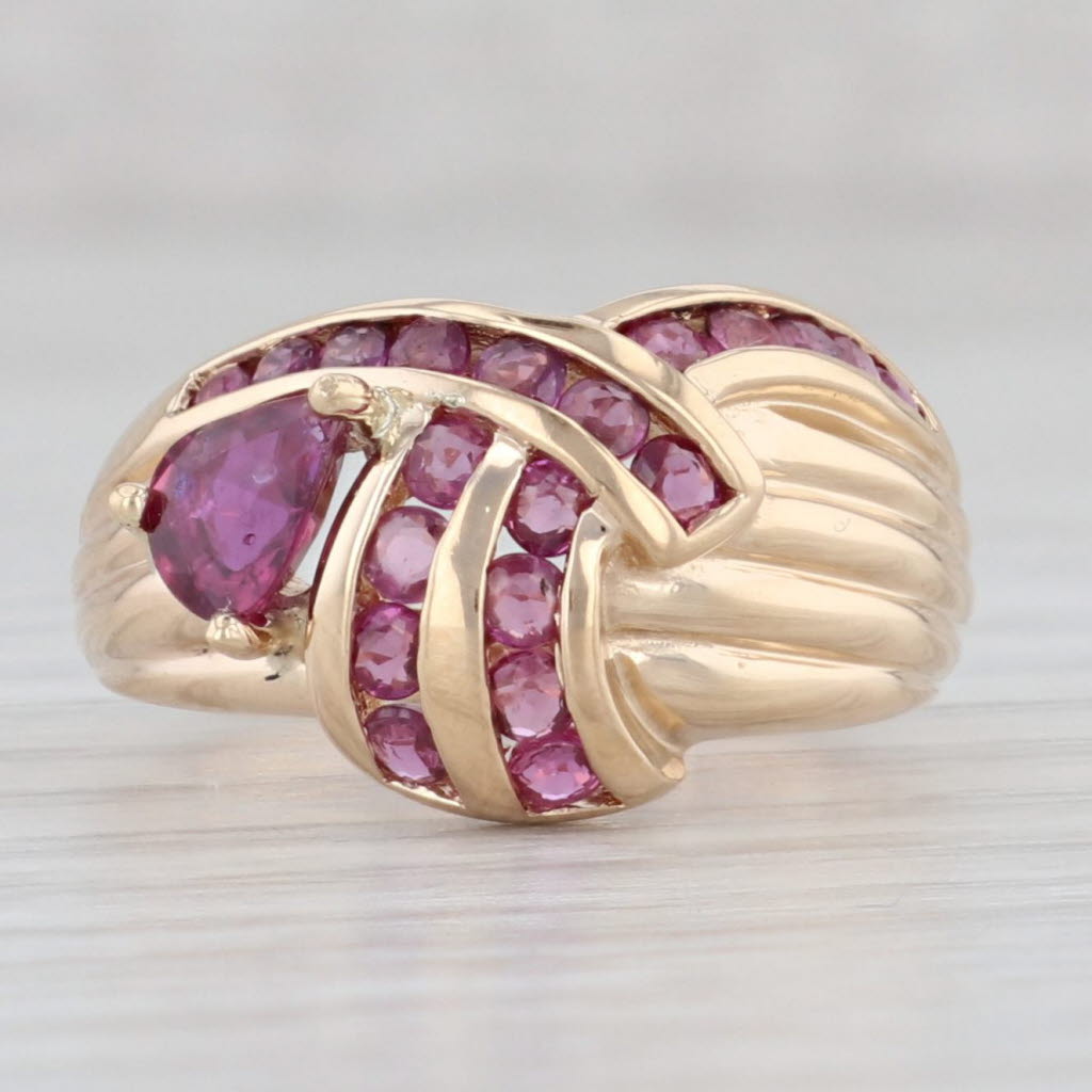 Light Gray 1.10ctw Pear Ruby Pink Sapphire Ring 14k Yellow Gold Size 5