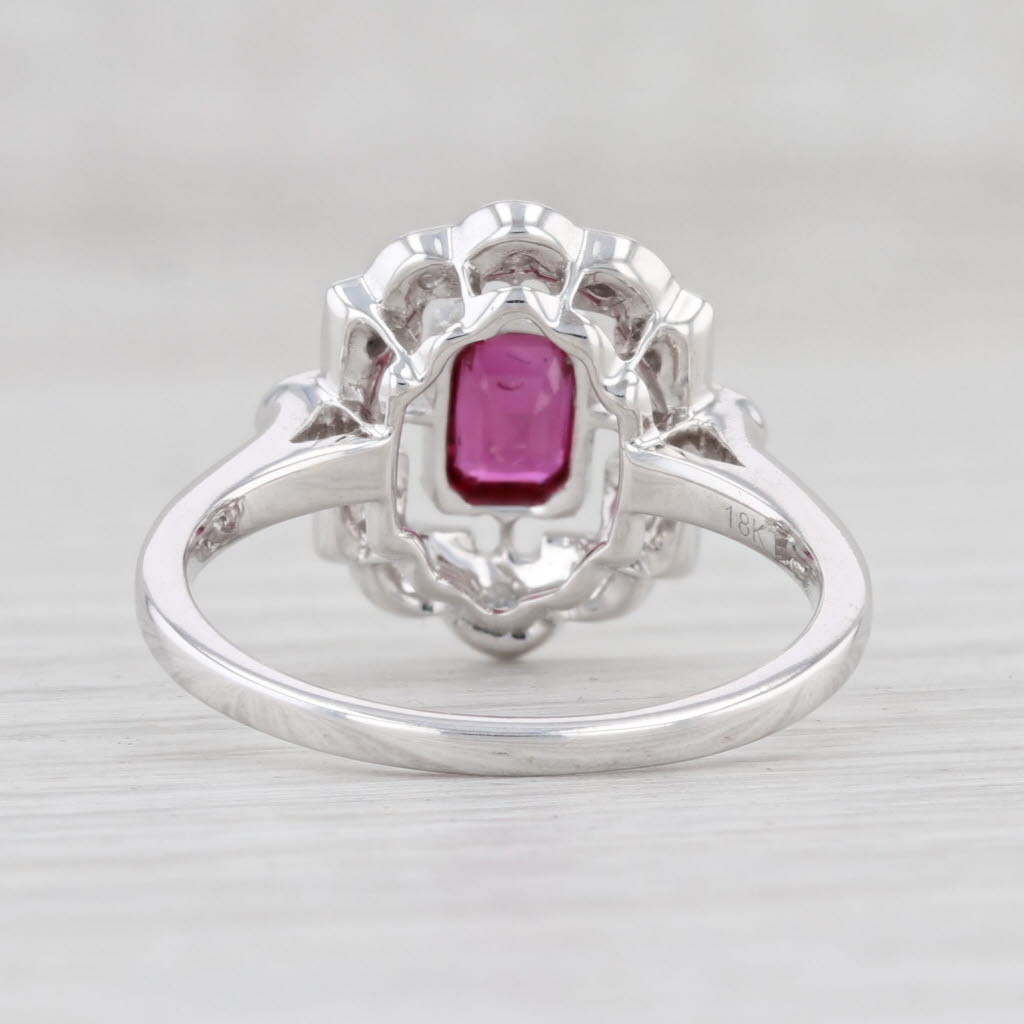 Light Gray New 0.49ctw Ruby Diamond Halo Ring 18k White Gold Size 6.75 Engagement