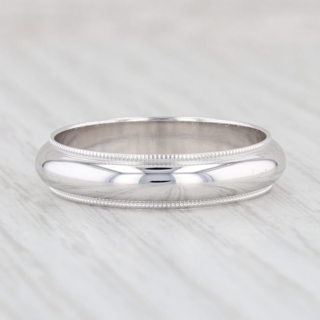 Light Gray Men's Wedding Band 10k White Gold Size 11 Comfort fit Ring Ridged