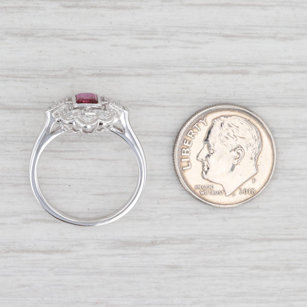Light Gray New 0.49ctw Ruby Diamond Halo Ring 18k White Gold Size 6.75 Engagement