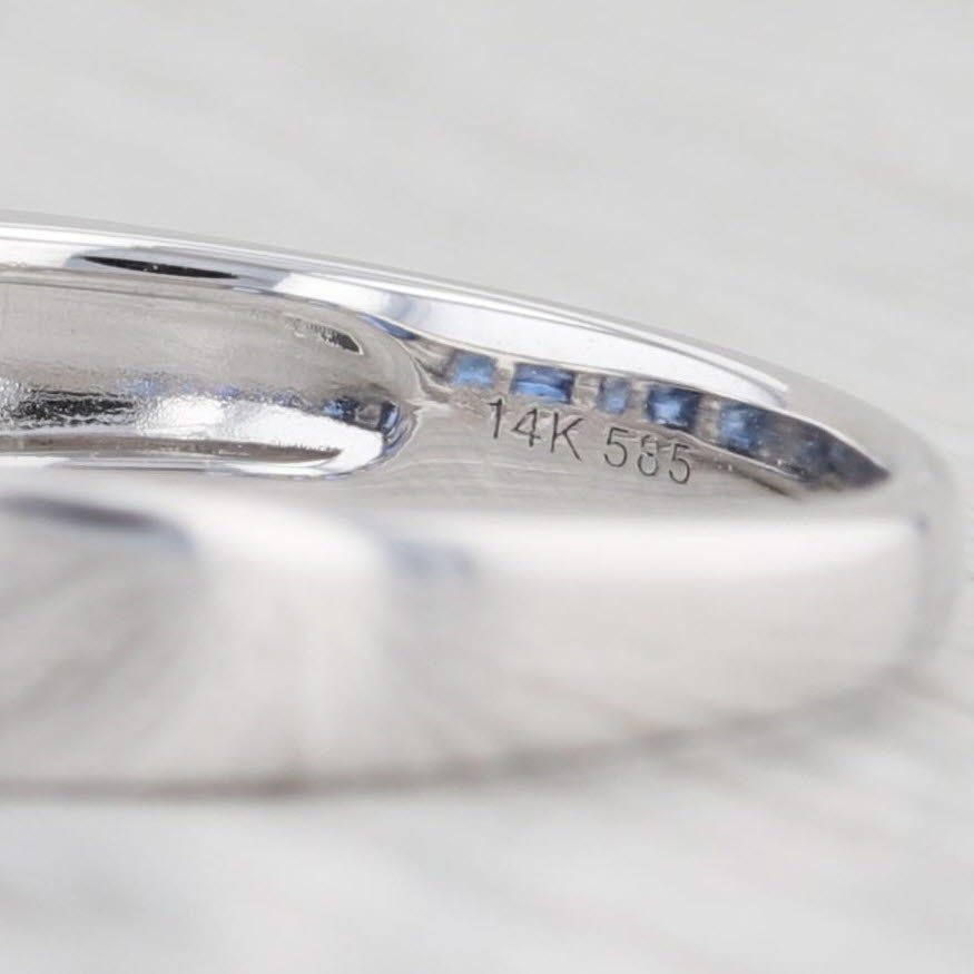 Light Gray New 0.94ctw Blue Sapphire Diamond Stackable Ring 14k White Gold Sz 7.25 Stacking