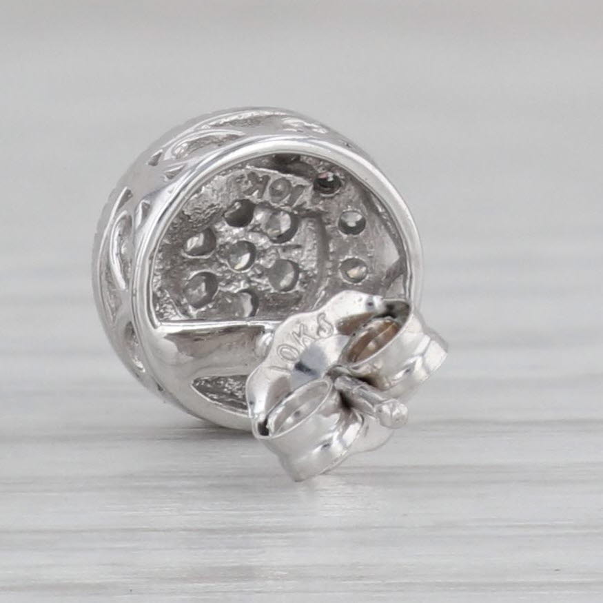 Gray 0.18ctw Diamond Halo Stud Earrings 10k White Gold Round Pierced Studs