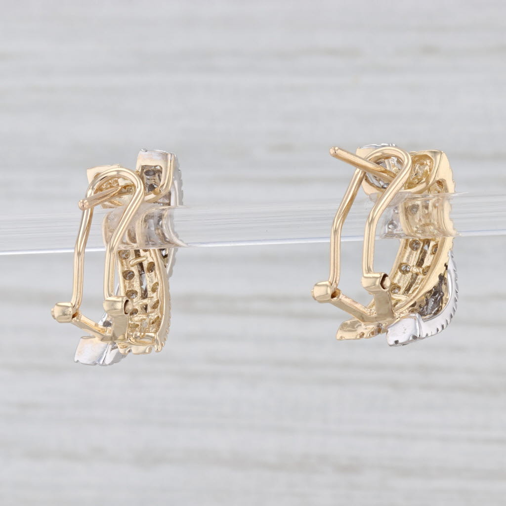 Light Gray 0.50ctw Diamond X Drop Earrings 14k White Yellow Gold Omega Backs Pierced