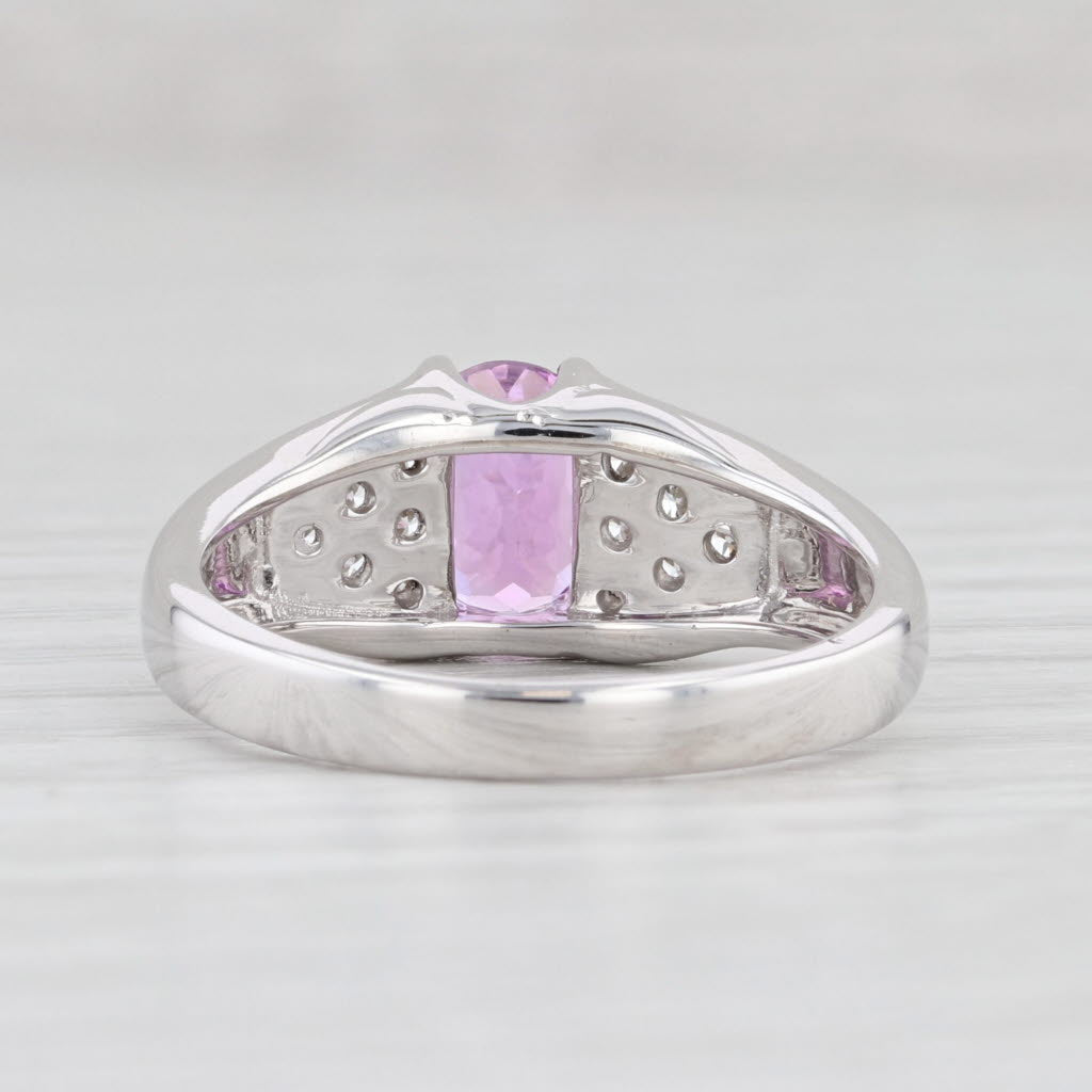 Light Gray 1.69ctw Oval Pink Kunzite Diamond Ring 14k White Gold Size 7.25