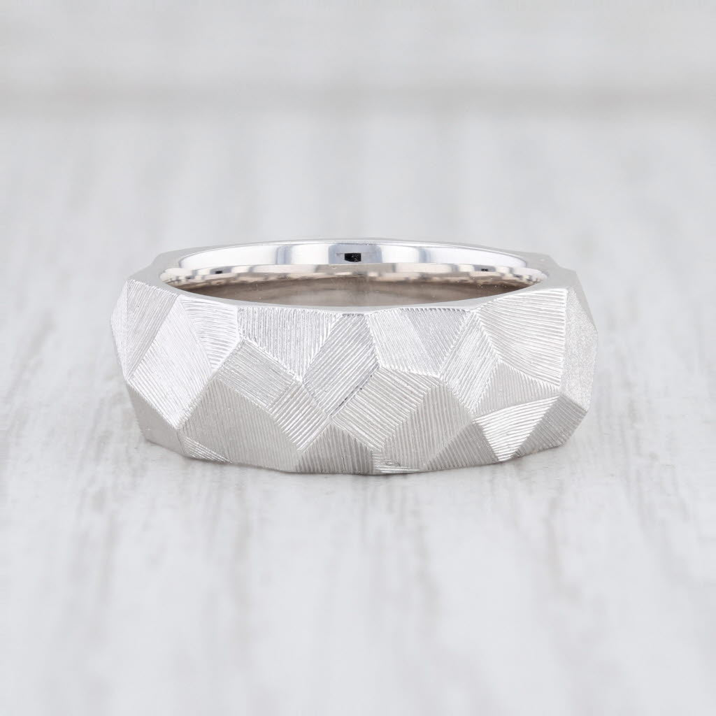 Light Gray New Bastian Inverun Ring Sterling Silver Catherine Niegel Faceted Band Sz 58 8.5