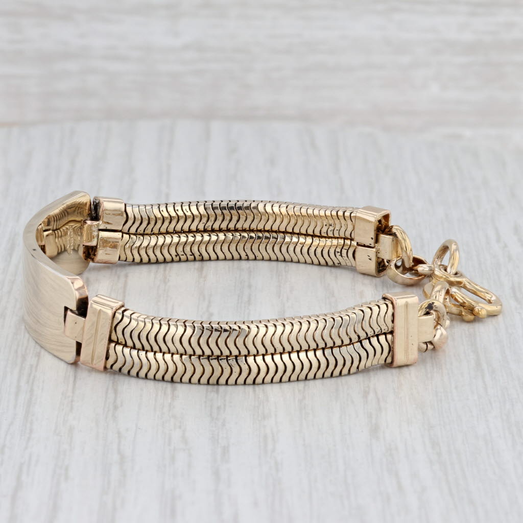 Light Gray Engravable ID Bracelet 1/20 12k Gold Filled 7.75" Hexagon Chain
