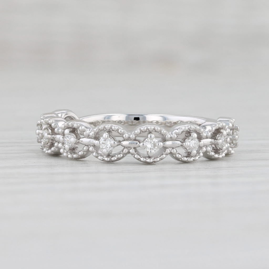 Light Gray New 0.15ctw Diamond Ring 14k White Gold Size 6.5 Stackable Wedding Band