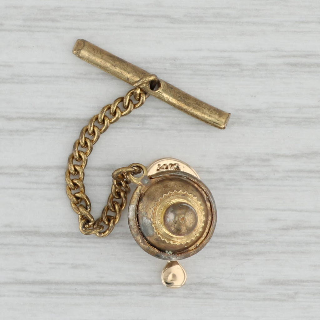 Gray Vintage Question Mark Tie Tac Pin 14k Yellow Gold Suit Accessories