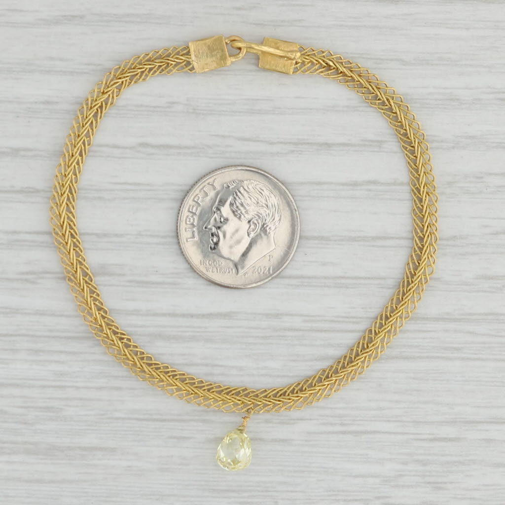 Light Gray 0.60ct Diamond Briolette Drop Wheat Chain Bracelet 18k Gold 6.25" Nordstrom