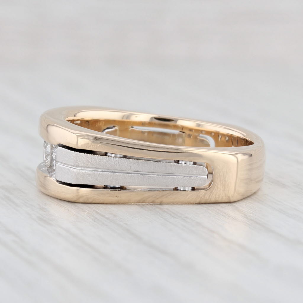 Light Gray 1ctw Diamond Men's Ring 14k Yellow White Gold Euro Shank Size 10.25 Wedding Band