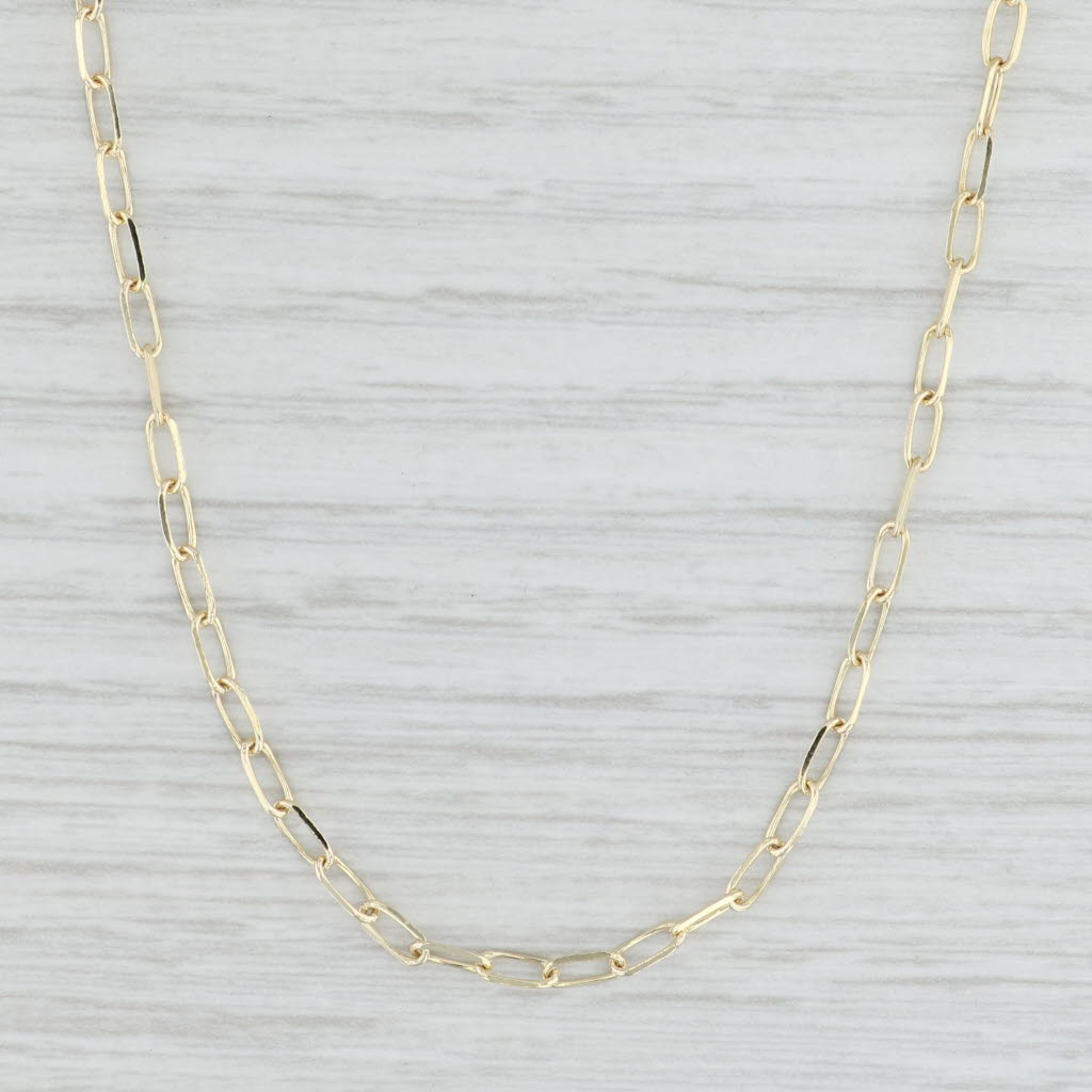 Light Gray 16" Elongated Cable Chain 14k Yellow Gold 2mm Lobster Clasp