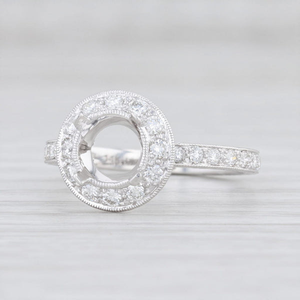 Light Gray New Beverley K Diamond Semi Mount Halo Engagement Ring 14k Gold Size 6.75