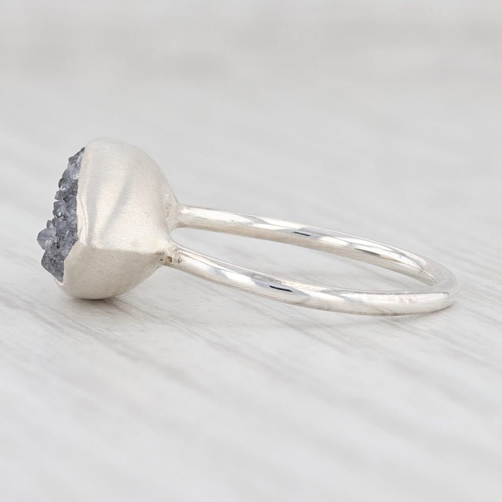 Light Gray New Nina Nguyen Amethyst Druzy Quartz Sterling Silver Statement Ring Size 7