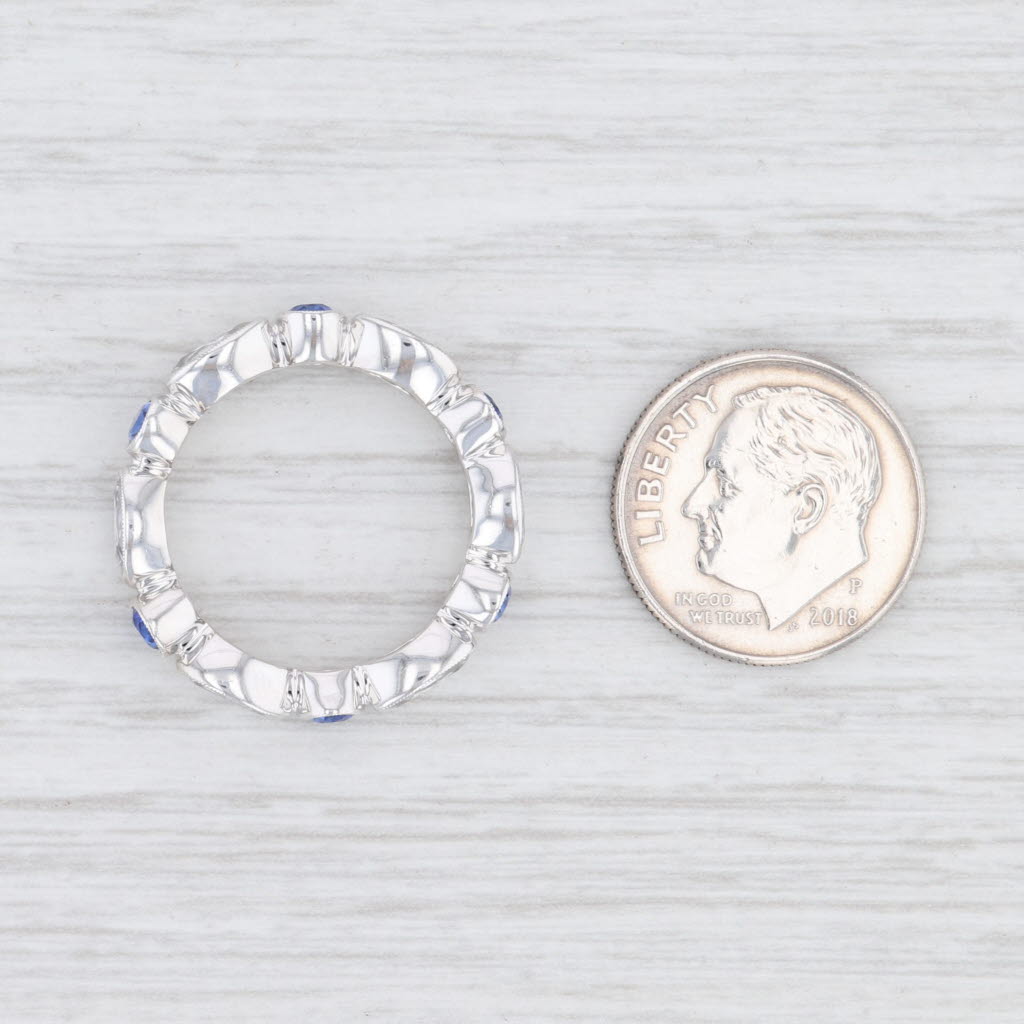 Light Gray New Beverley K Blue White Sapphire Eternity Band 14k White Gold Stackable Ring