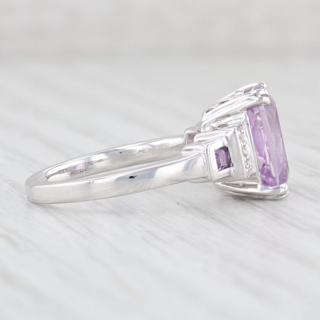 Light Gray 3.05ctw Amethyst Diamond Ring 14k White Gold Size 5.5 February Birthstone
