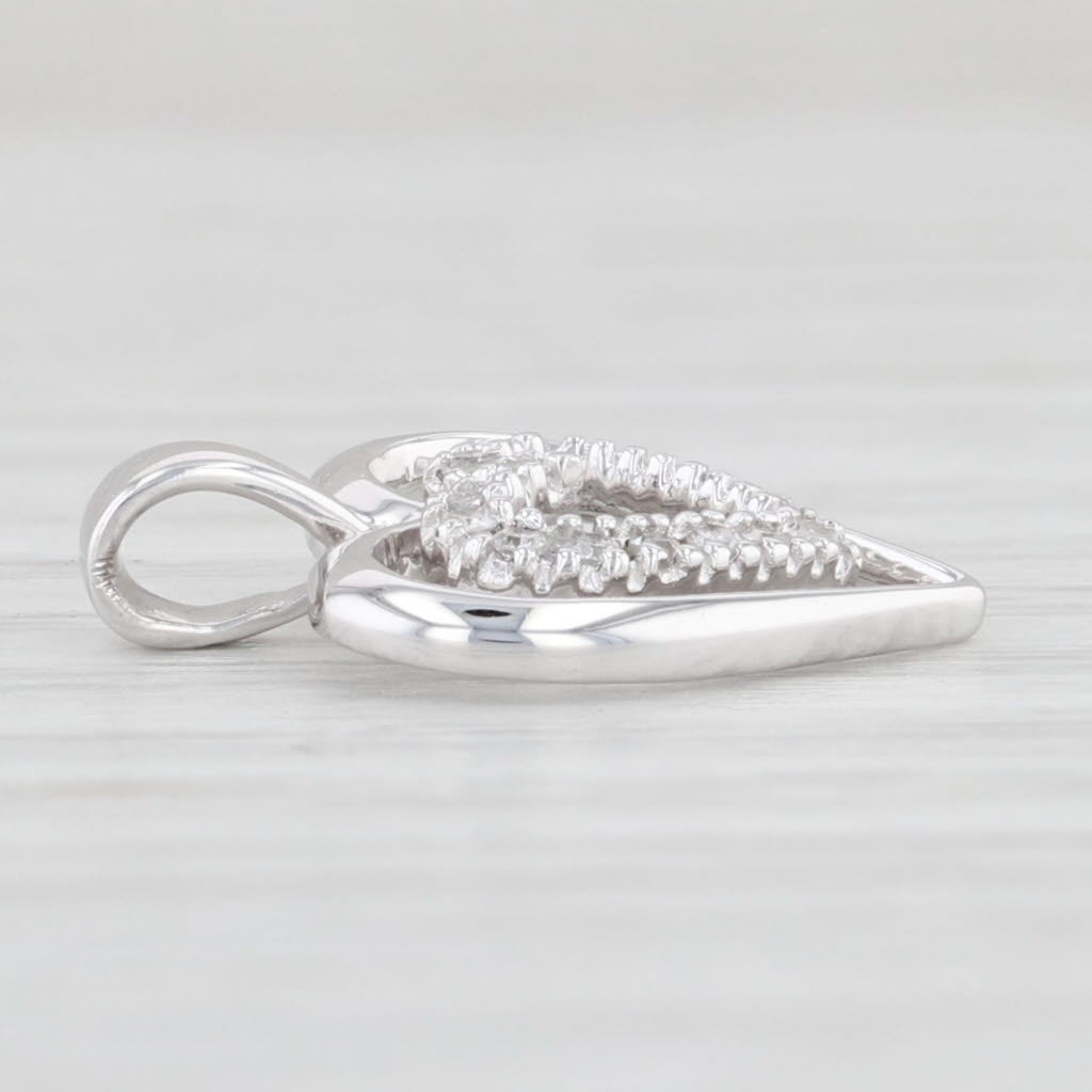 Light Gray Diamond Double Heart Pendant 10k White Gold Small Drop
