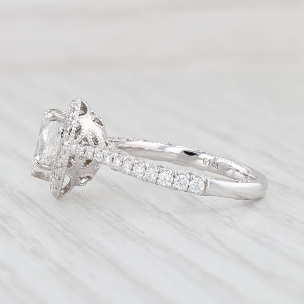 Light Gray New 1.73ctw Diamond Teardrop Halo Engagement Ring 14k White Gold Size 6.5 Pear