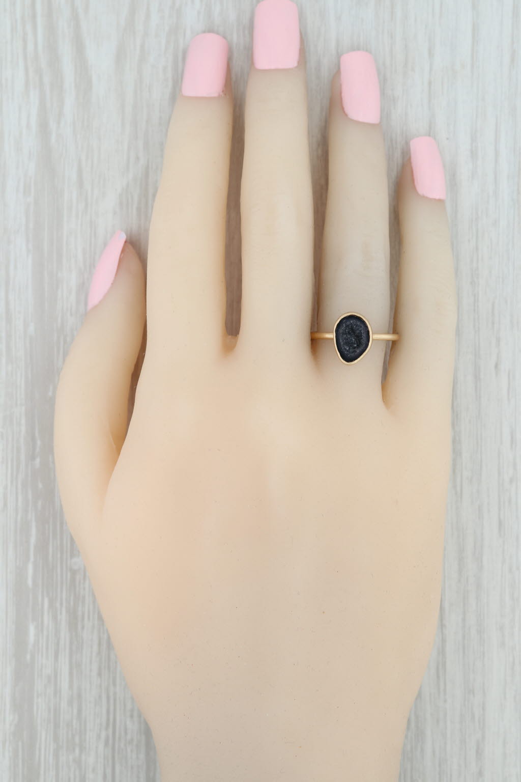 Gray New Nina Nguyen Druzy Quartz 18k Yellow Gold Size 7 Black Stone Teardrop